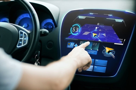 close up of smart driving dashboard in a car